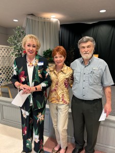 Left to RightFay Guinn, Spring Celebration Chair Suzanne Underwood Rhodes, AR Poet Laureate Dennis Patton, Treasurer